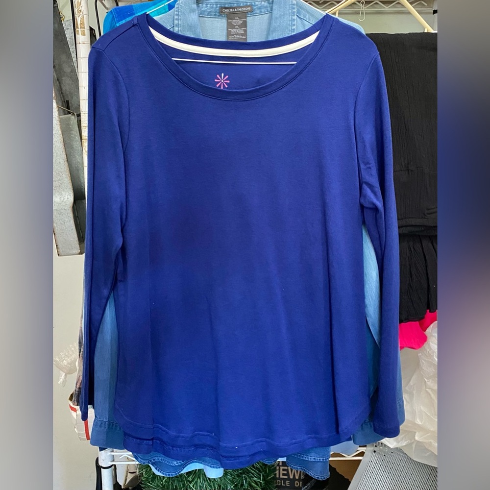 Isaac Mizrahi Blue Relaxed Fit Top